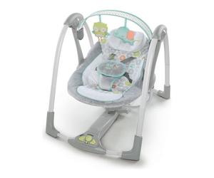 Mecedora Ingenuity Compact Swing N Go Hugs & Hoots Blanco/Gris - automática plegable compacta