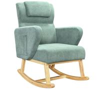 Mecedora Lactancia con Reposabrazos, Silla Mecedora, Carga de 150 kg, Verde | Sillón Relax con Patas de Madera Maciza, Bolsillos Laterales, Cojín Lumbar para Salón, Dormitorio, Sala, Estudio, 69x77x97 cm