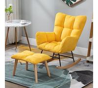 Mecedora Mecedora De Madera Y Metal Mecedora Planeadora, Sillón De Tela De Terciopelo Holandés Perlado con Reposapiés para Sala De Estar Dormitorio Estudio Ocio