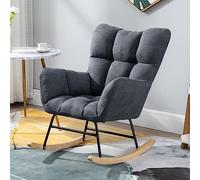 Mecedora Mecedora De Madera Y Metal Mecedora Planeadora, Sillón De Tela De Terciopelo Holandés Perlado con Reposapiés para Sala De Estar Dormitorio Estudio Ocio