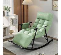 Mecedora moderna con respaldo ajustable y cabecera, cómoda tela transpirable para sala de estar, dormitorio y jardín