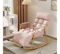 Mecedora moderna para cuarto de bebé, para sala de estar, dormitorio, tela transpirable, tumbona con cabecera, cómoda mecedora de jardín, con reposabrazos, respaldo ajustable con lado P