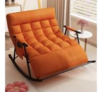 Mecedora moderna y cómoda de gran tamaño, reclinable doble tapizada para sala de estar y guardería, elegante balancín ancho en naranja vibrante