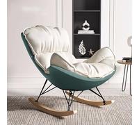 Mecedora moderna y cómoda, tapizada de cuero artificial con cojín grueso para leer y tomar siestas, perfecta para sala de estar (blanco roto y cian, sin reposapiés)