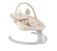 Mecedora MoMi KENANI SAND para niños de hasta 9 kg, con pantalla LED, mando a distancia, Bluetooth, arnés de 5 puntos, barra y juguetes, alimentada por pilas y/o electricidad