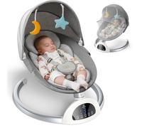 Mecedora Para Bebé Eléctrica, Bimuva Columpio Para Bebé Portátil, Bouncer para Bebé con 5 Velocidades de Balanceo, 4 Posiciones de Asiento, Control Remoto Para Interiores, Ideal Para Niños y Niñas