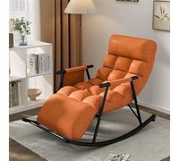 Mecedora para cuarto de bebé, moderna mecedora para sala de estar, dormitorio, tela transpirable con cabecera, cómoda mecedora de jardín con reposabrazos, respaldo ajustable, con lateral