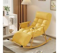Mecedora para cuarto de bebé, moderna mecedora para sala de estar, dormitorio, tela transpirable con cabecera, cómoda mecedora de jardín con reposabrazos, respaldo ajustable, con lateral