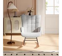 Mecedora para guardería, silla mecedora tapizada con respaldo alto, silla de lectura para adultos en interiores, cómoda silla mecedora para sala de estar, dormitorio, habitación del bebé (AD07LG)