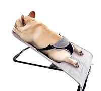 Mecedora para mascotas, cama mecedora, método de cama de resorte, cesta de peluche para perros bajo el sol, reclinable para dormir con jaula de arena, juguete, almacenamiento plegable, color plateado