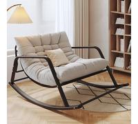 Mecedora para patio al aire libre, mecedoras con cojín acolchado, interior y exterior, silla mecedora reclinable para sala de estar, guardería, porche delantero, jardín, patio trasero ( Color : Light