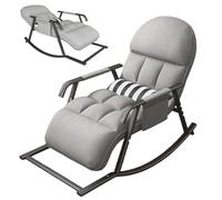 Mecedora para salón, silla de lactancia, mecedora con reposapiés ajustable y respaldo trasero, silla mecedora con función reclinable, mecedora para salón y dormitorio (gris)