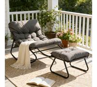 Mecedora para uso interior y exterior, mecedora ergonómica, tumbona mecedora, silla de metal relajante para patio, jardín, , carga de 160 kg
