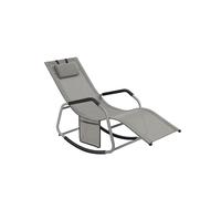 Mecedora Silla Tumbona con Dispositivo de Fijación Cojín Ajustable, Gris Paloma