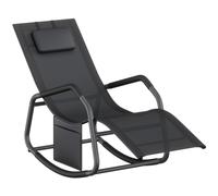 SONGMICS Mecedora, Silla Tumbona, con Dispositivo de Fijación, Cojín Ajustable, Marco de Acero, Tela Transpirable, Bolsillo de Almacenaje, 151 x 56,2 x 97,3 cm, Negro Tinta GCB230B01