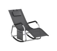 SONGMICS Mecedora, Silla Tumbona, con Dispositivo de Fijación, Cojín Ajustable, Marco de Acero, Tela Transpirable, Bolsillo de Almacenaje, 151 x 56,2 x 97,3 cm, Gris Oscuro GCB230GZ02