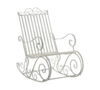 CLP Mecedora Relax Silla Smilla, Resistente al Clima para jardín, Estructura de Metal, Estilo rústico, sillón de Exterior, Color:Blanco Envejecido