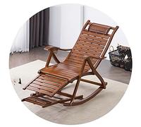 Mecedora suave para balcón, silla plegable de bambú con reposapiés y reposapiés de masaje, reclinable ajustable