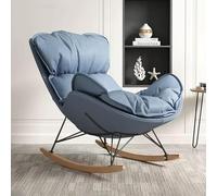 Mecedora tapizada moderna para dormitorio, oficina, salón, diseño ergonómico, reclinable, en color azul, cómoda silla deslizante con acento moderno