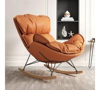 Mecedora tapizada moderna para dormitorio, oficina, salón, diseño ergonómico, silla reclinable perezosa, cómoda silla decorativa en color naranja