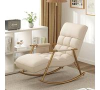 Mecedora tapizada moderna y cómoda, con bolsillos laterales, silla de salón para balcón, exterior con reposabrazos, altura del respaldo ajustable. M