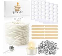 Mecha para velas de 7000 cm, juego con 125 bases metálicas, 80 pegatinas para velas, 5 portamechas, mechas para velas de comunión, lámparas de aceite, manualidades, bodas, velas perfumadas