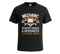 Mechanic Caution Flying Tools - Camiseta para hombre, diseño de broma divertida, camiseta negra, XL