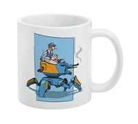 Mechanic Girl Riding Mecha Robot Tank Mech Engineer Taza de café de cerámica, tazas de regalo novedosas para café, té y bebidas calientes, 11 onzas, color blanco