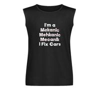 Mechanic I Fix Cars Garage Worker Vest Tank T-Shirt Men's Black Unisex Sleeveless Tops Tee, Negro , XL