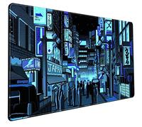 Mechanical Cattle Alfombrilla de Mouse Grande para Teclado y Teclado con diseño japonés para Juegos, Color Azul, decoración de Oficina, para Ordenador portátil (80 x 39,9 cm) con Base Cosida en Forma