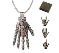 Mechanical Hand Pendant for Necklace,Steampunk Mechanical Hands Pendant Chain,Movable Finger Joints Hand Jewelry for Men Women (Silver)