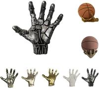 Mechanical Hand Wall Mounted Basketball Holder,Hand-Shaped Ball Storage Rack,Cool Basketball and Soccer Wall Decor Display Rack Display Racks,Punk Style Garage Ball Storage Organizer (Silver-A)