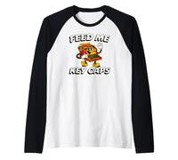 Mechanical Keyboard Feed Me Key Caps Retro Typist Camiseta Manga Raglan
