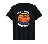 Mechanical Keyboard Lube Your Switches Keeb Builder Retro Camiseta gráfica económica, Hombre, Negro, XL