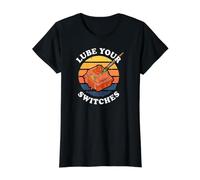 Mechanical Keyboard Lube Your Switches Keeb Builder Retro Camiseta gráfica económica, Mujer, Negro, XL
