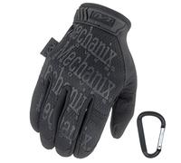 Mechanix WEAR Guantes originales transpirables y resistentes a la abrasión + mosquetón de engranaje, guantes originales en negro, Coyote, multicam/talla S, M, L, XL (XL, negro/cubierta), Negro