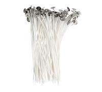 Mechas de algodón para velas - 100 hilos tejidos preencerados, pestañas de metal, diseño de combustión limpia sin humo, fibra de algodón natural | Suministros para hacer velas DIY para proyectos artes