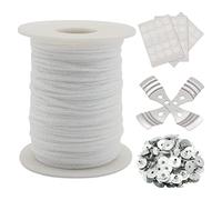 Mechas de vela de algodón natural para hacer velas de 200 pies/rollo con 100 pestañas de metal para mecha y 2 soportes para mecha y 60 puntos de pegamento, DIY suministros para hacer velas