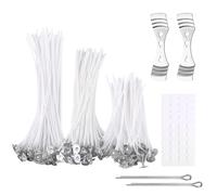 Mechas Enceradas 150pcs Kit de Fabricación de Velas Enceradas de Velas de Algodón con 2 Soporte y 100 Pegatina para Crear Velas Fabricación DIY 10cm 15cm 20cm
