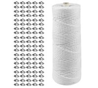 Mechas para velas, 1 rollo de mechas trenzadas de 100 m con 100 unidades de portamechas para velas, mecha plana de algodón para hacer velas, mechas para velas