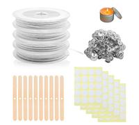 Mechas para Velas,Mechas para Velas Naturales,Mechas para Velas de 80m,Base para 100 Mechas para Velas,10 Soportes para Mechas,100 Pegatinas para Velas DIY de Doble Cara.