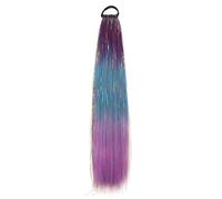 Mechas Pelo Glitter Extensión de cola caballo oropel azul púrpura con lazo elástico for el cabello, trenzado purpurina for niños y niñas, loco for día, valiente(Color 2)