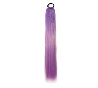 Mechas Pelo Glitter Extensión de cola caballo oropel azul púrpura con lazo elástico for el cabello, trenzado purpurina for niños y niñas, loco for día, valiente(Color 5)