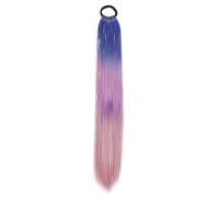 Mechas Pelo Glitter Extensión de cola caballo oropel azul púrpura con lazo elástico for el cabello, trenzado purpurina for niños y niñas, loco for día, valiente(Color 4)