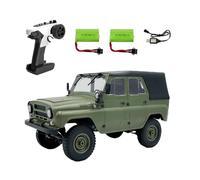 MechEdu 1:12 RC Offroad Crawler con tracción en las cuatro ruedas, UAZ-469 WPL C94 RC vehículo de escalada con dirección totalmente proporcional, dos baterías de 500 mAh, parabrisas plegable y tienda