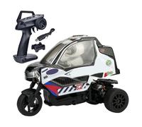 MechEdu 1/8 escala 2.4G full proporcional RC triciclo, vehículo RC de 3 ruedas de alta velocidad con luces LED ajustables, larga vida útil, motor 370, ESC RTR impermeable (rojo)