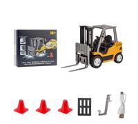 MechEdu Carretilla elevadora teledirigida a escala 1:64, mini carretilla elevadora de aluminio de 2,4 GHz con control remoto, gancho de carga, horquillas y paleta, adecuado para coleccionistas de