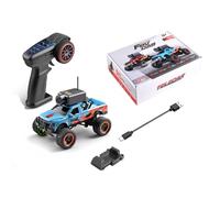 MechEdu Mini modelo de camión teledirigido 1:64, aplicación de emparejamiento automático totalmente proporcional FPV con cámara WiFi, ideal para adultos (control remoto incluido/RTR/azul)