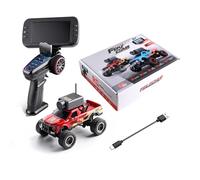 MechEdu Mini modelo de camión teledirigido 1:64, APP Auto-Pairing Full proporcional FPV con cámara WiFi, ideal para adultos (control remoto + pantalla incluida/RTR/Rojo)