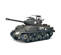 MechEdu Tanque teledirigido 1:16, M4A3E8 Sherman, tanque medio, versión de metal de 2,4 GHz con torre giratoria de 360°, efecto humo, sistema de sonido de combate, función de combate por infrarrojos
